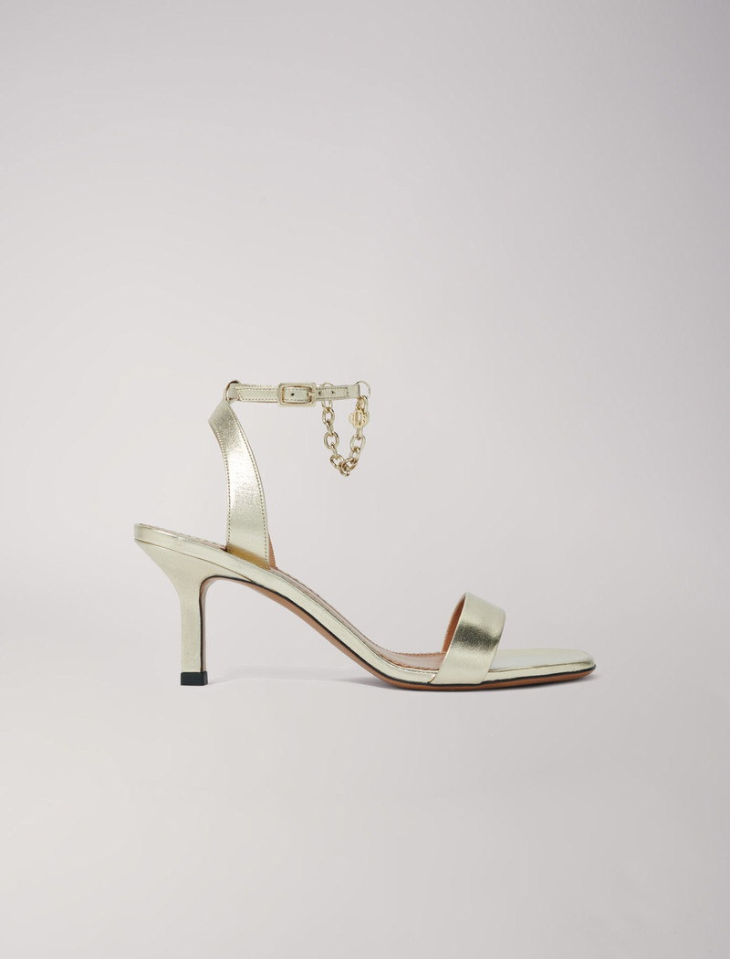 Gold metallic leather sandals 6