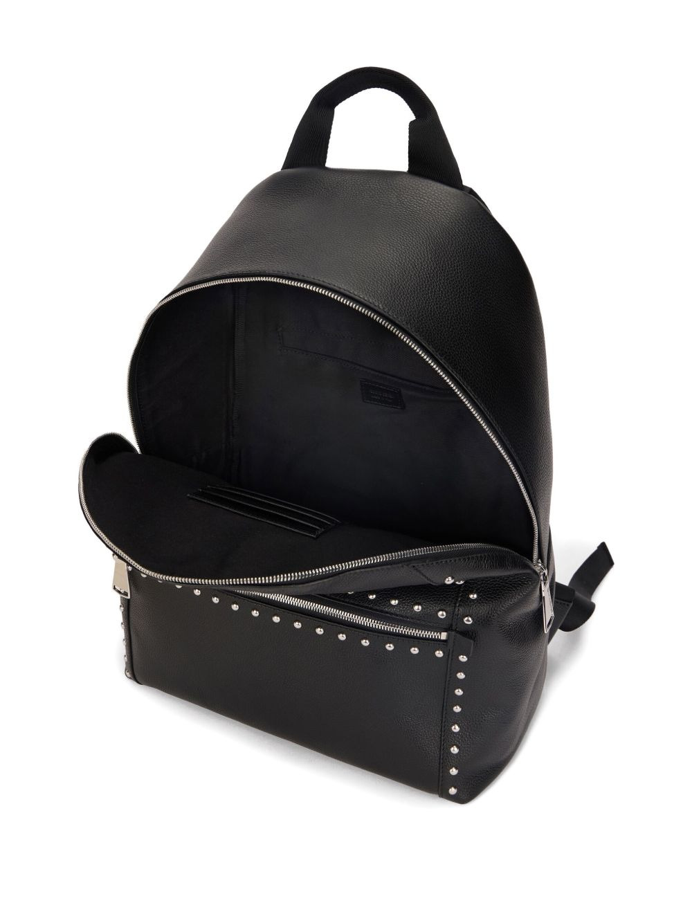 logo-plaque studded leather backpack - 3