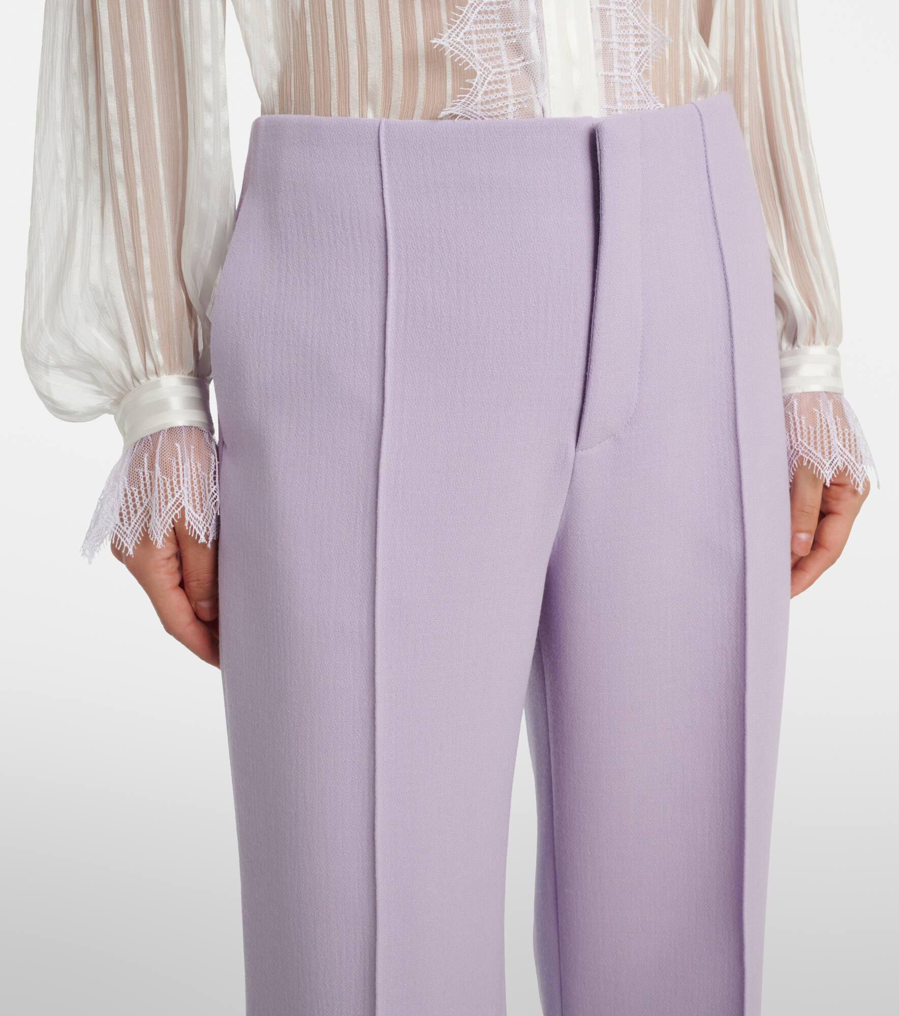 High-rise virgin wool wide-leg pants - 4