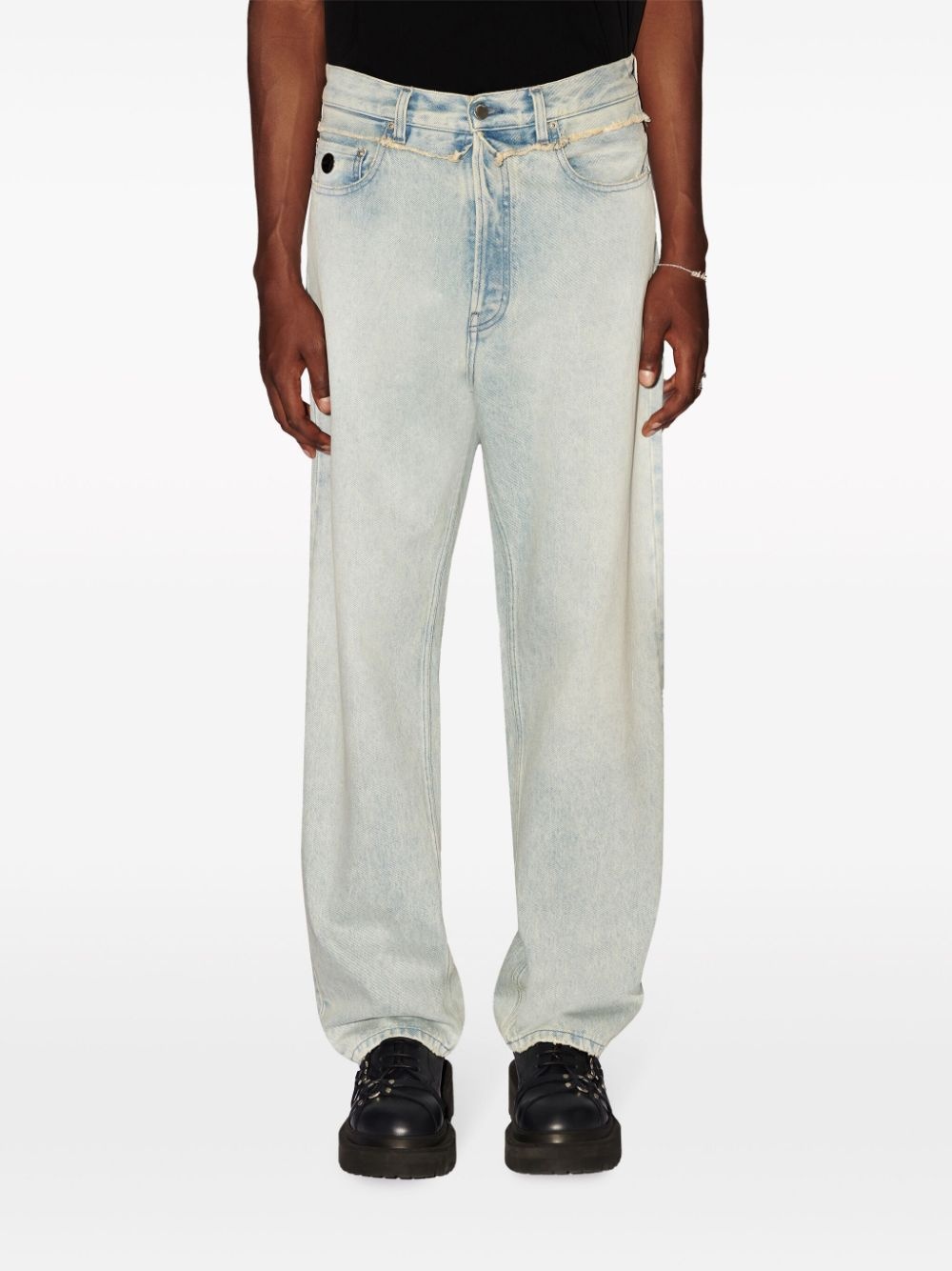 frayed straight-leg jeans - 3