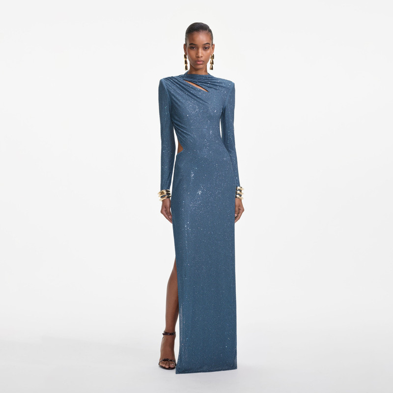 self portrait dress blue self-portrait - Blue Chiffon Lace Tiered Midi Dress
