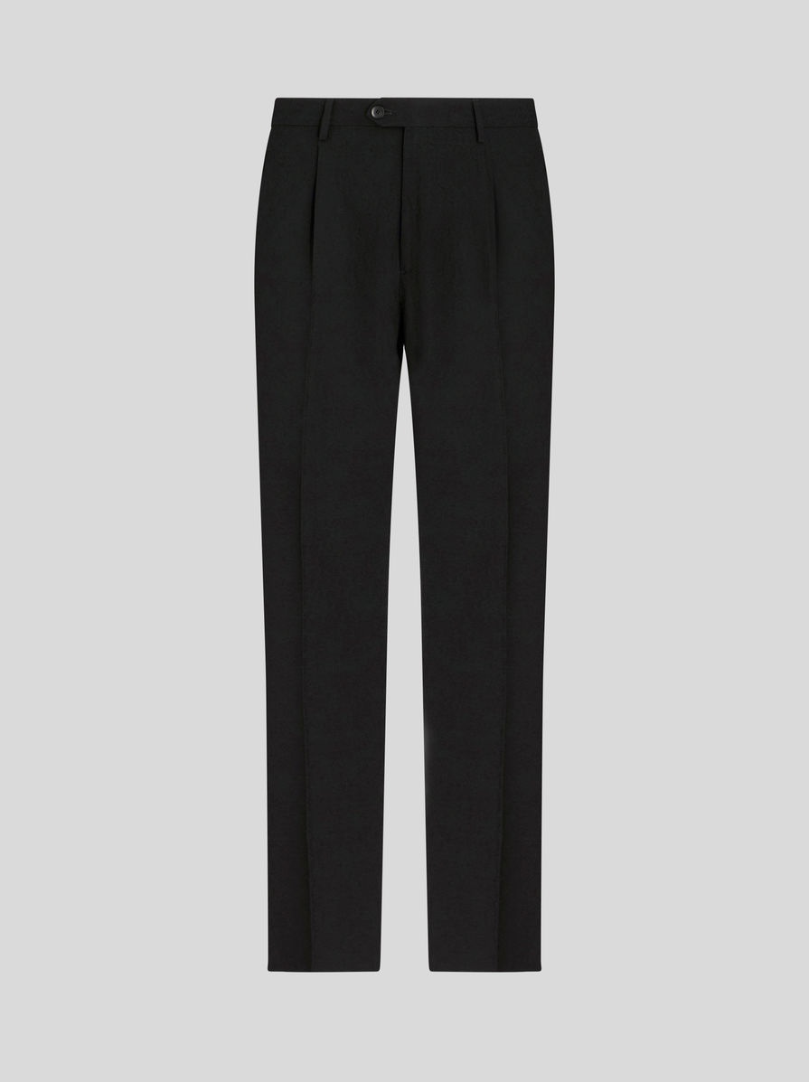 TROUSERS WITH TUCKS AND SIDE BAND - 1