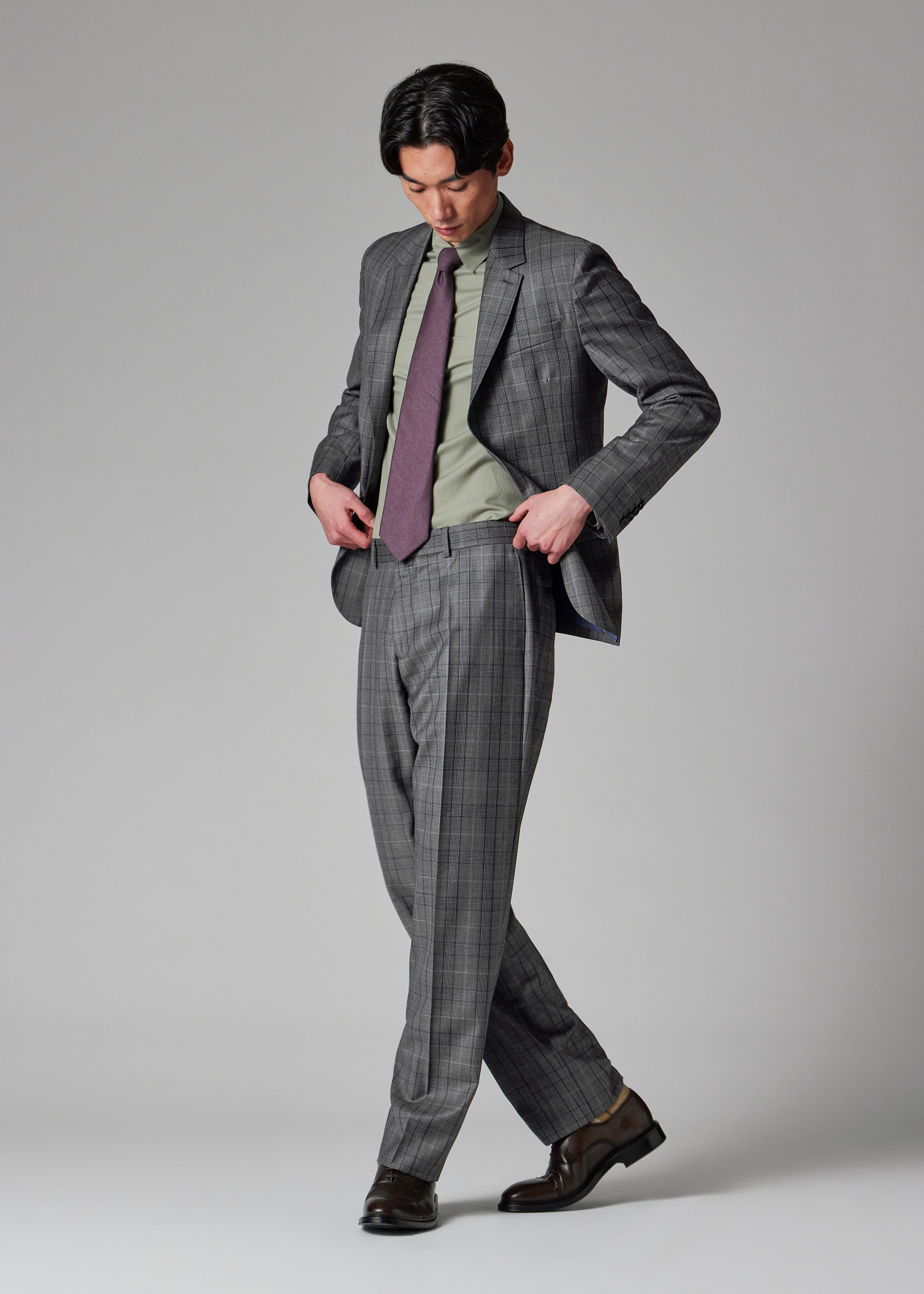 Grey Wool Check Suit - 7