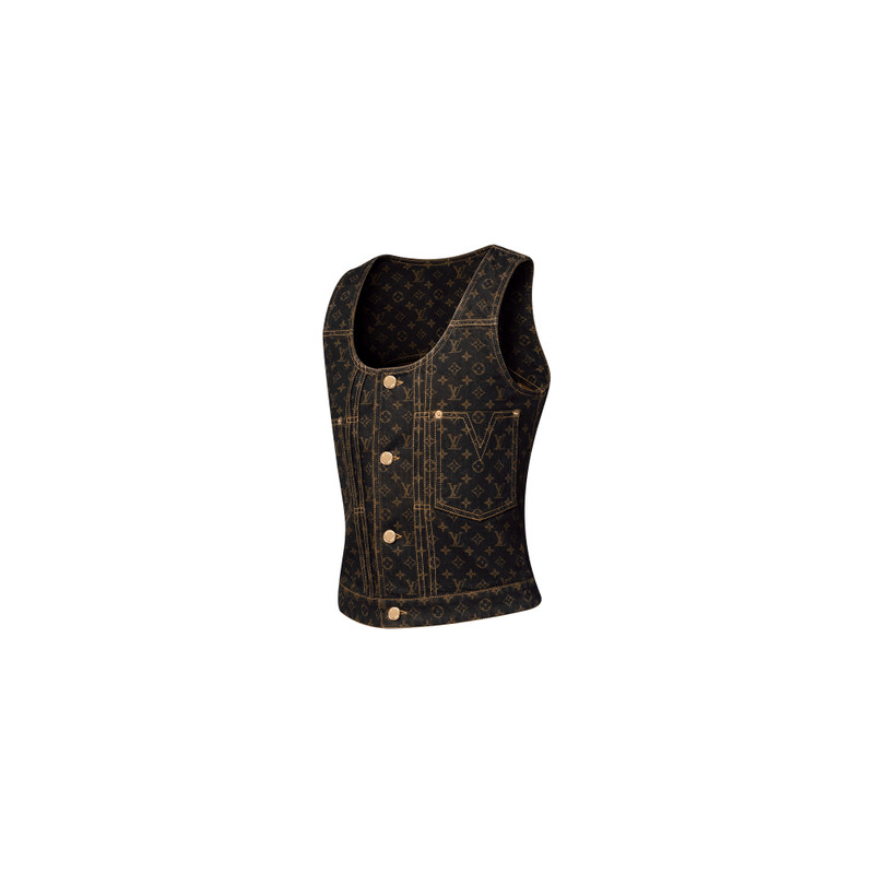 Monogram Denim Button Front Top 2