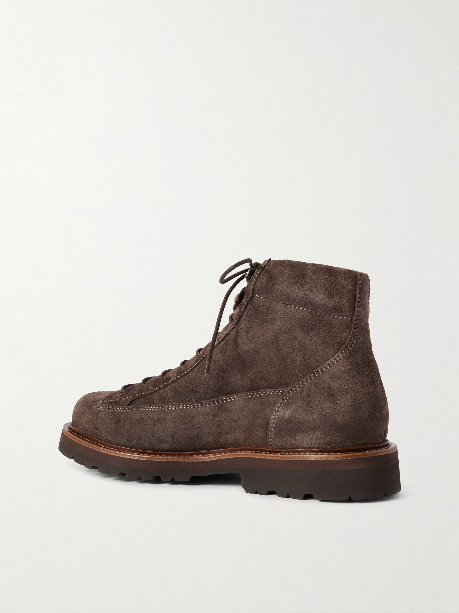 Suede Lace-Up Boots Brown - 4