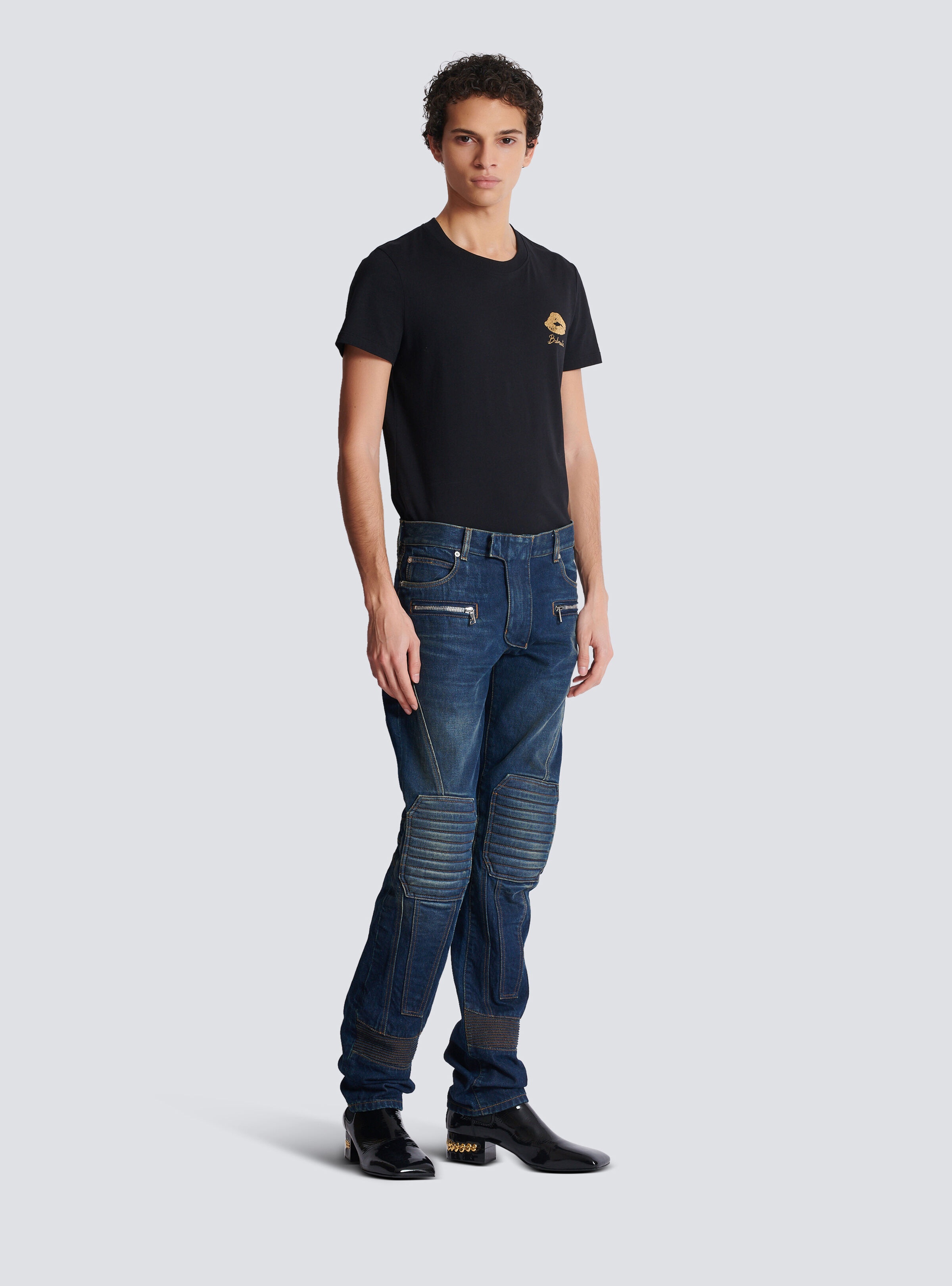 Denim straight-leg biker jeans - 3