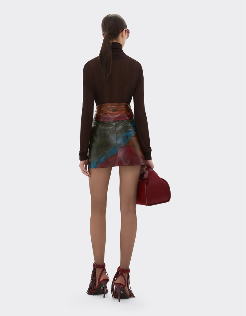 Misted leather mini skirt 4