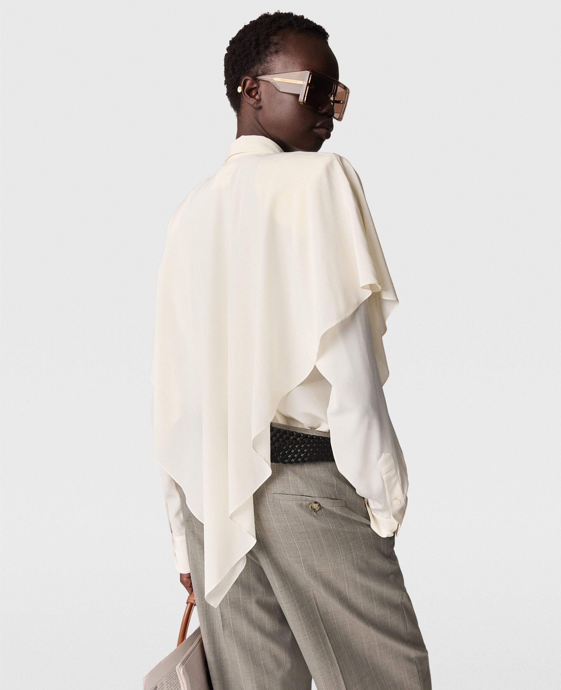 Layered Panel Long-Sleeve Semi-Sheer Shirt - 3