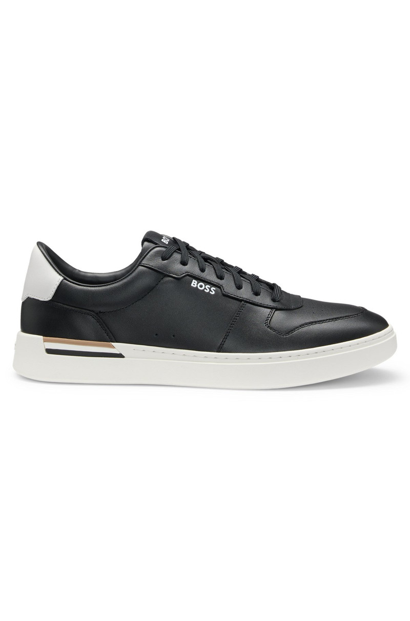 LEATHER TRAINERS WITH SIGNATURE-STRIPE DETAILS 1