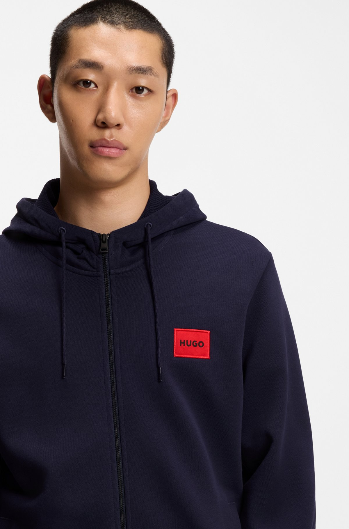 COTTON-TERRY ZIP-UP HOODIE WITH LOGO LABEL - 3