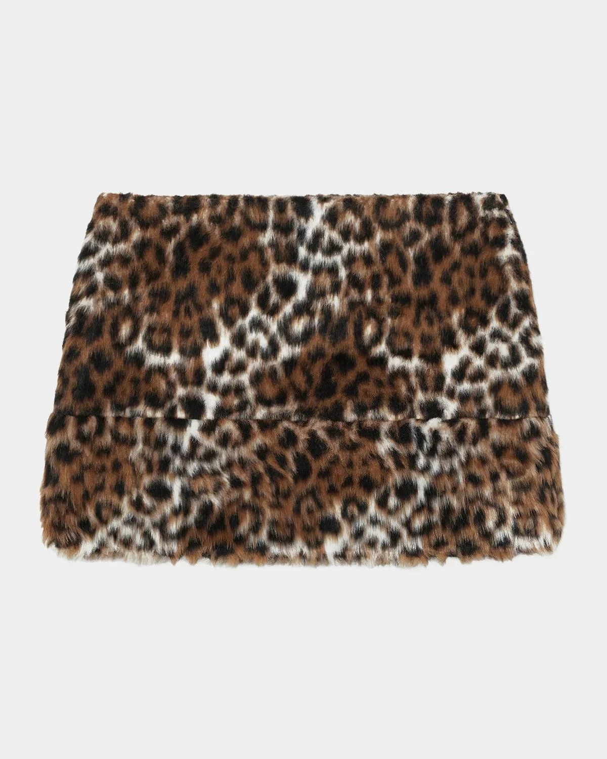 Faux Fur Leopard Mini Skirt - 1