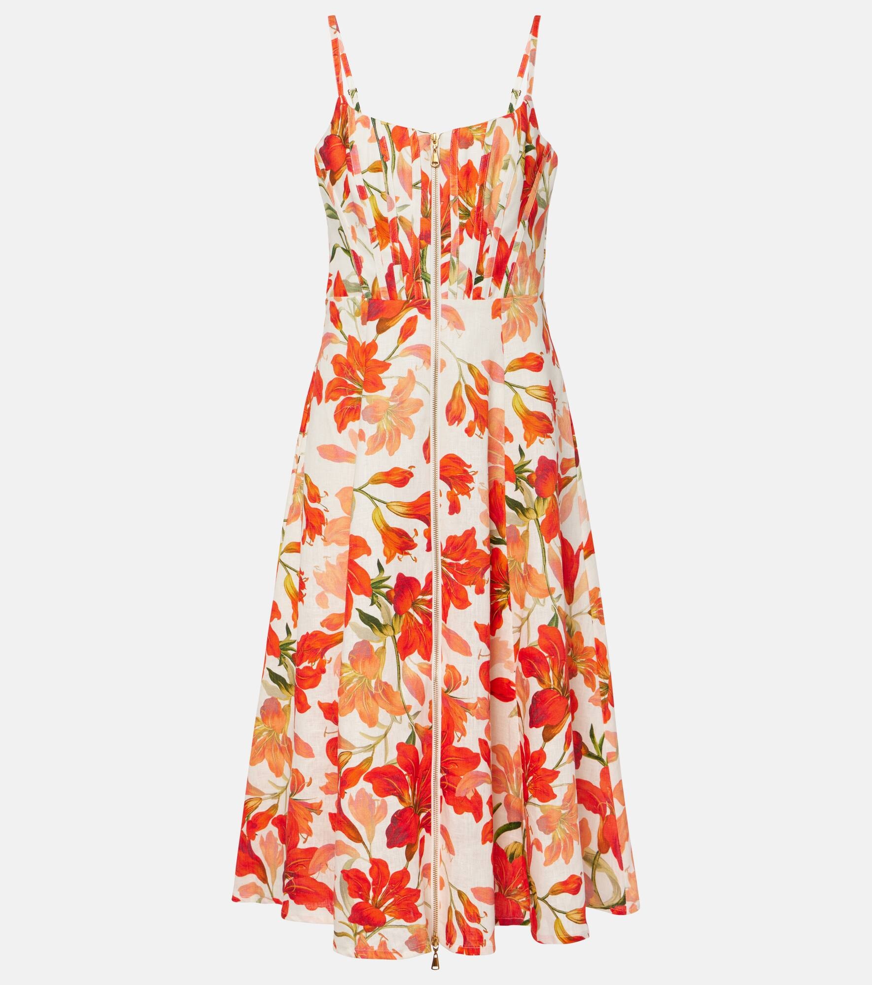 Tranquillity floral linen midi dress - 1