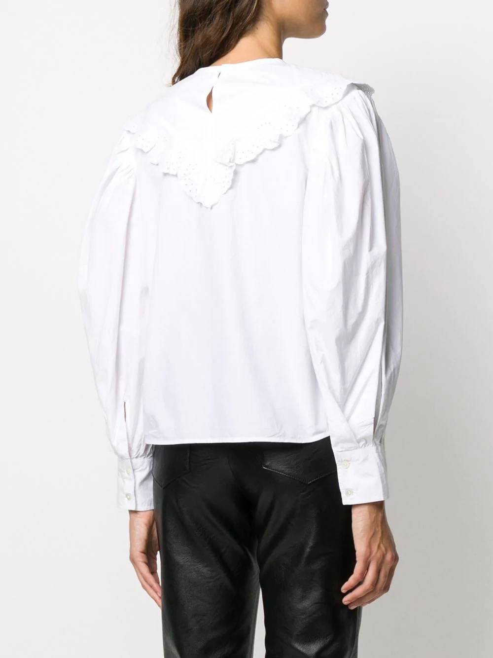 ruffle-trim crew neck blouse  - 4