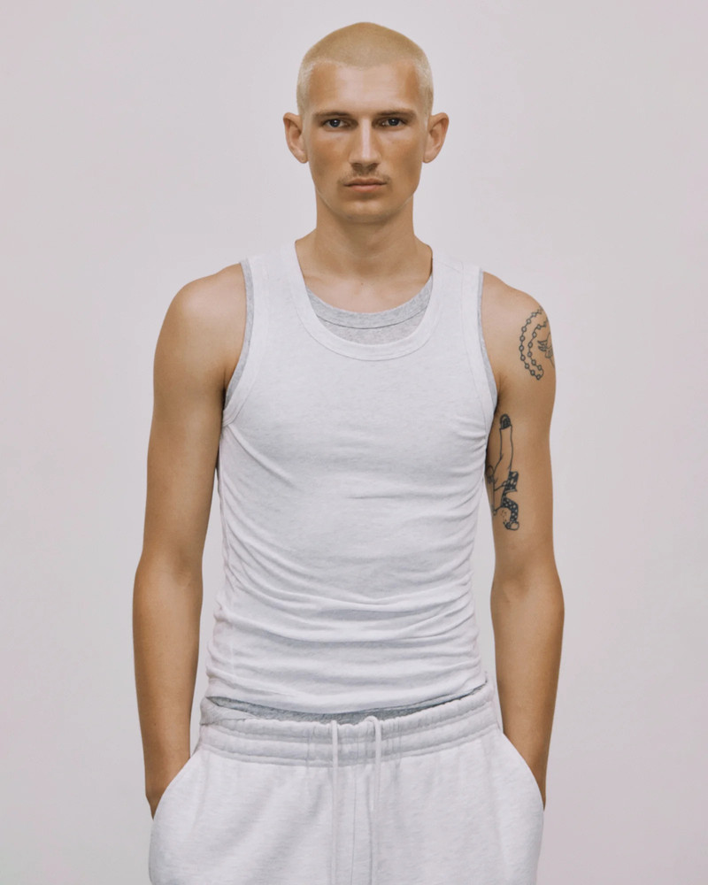 entire studios SHEER TANK HEATHER GREY outlook