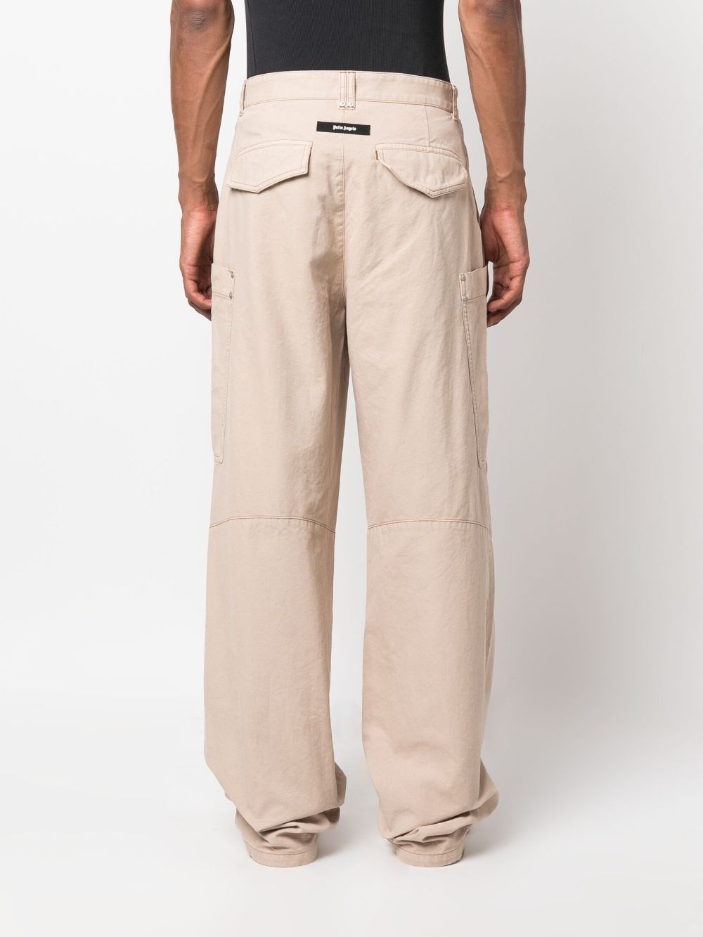 wide-leg cotton cargo trousers - 4