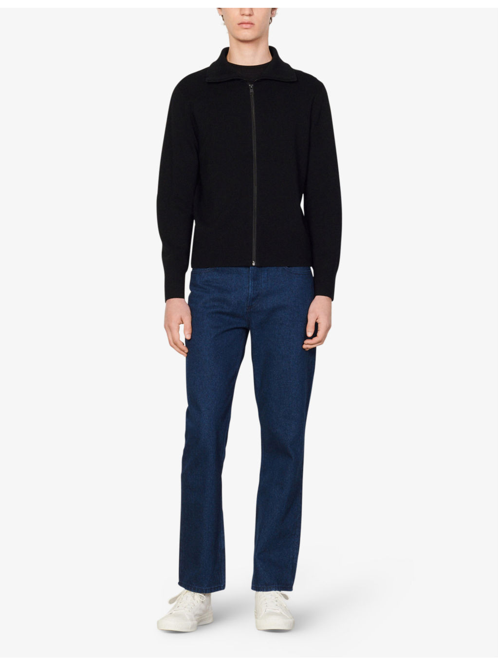 Zip-up trucker-style wool cardigan - 2