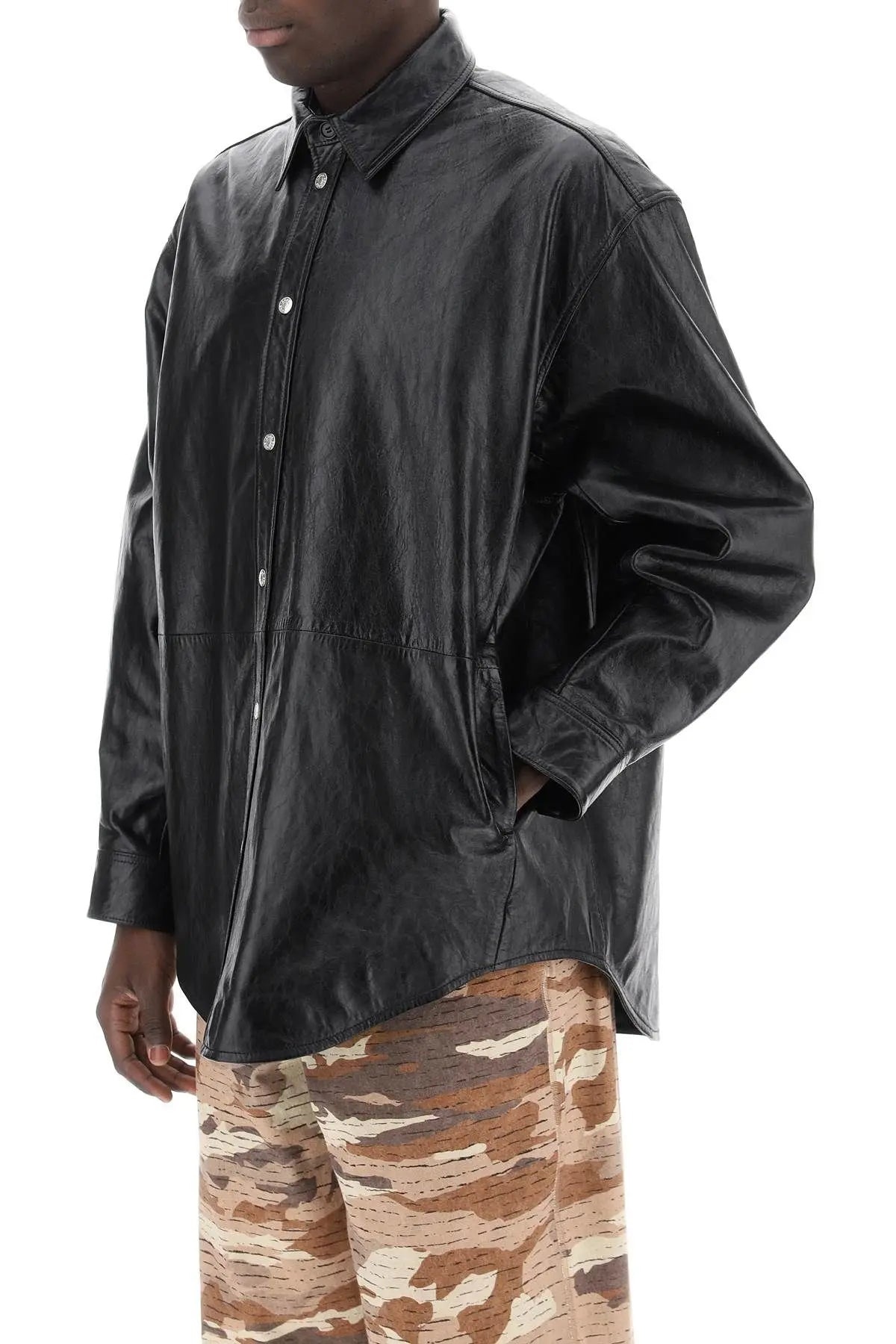 Oversized leather overshirt - 5