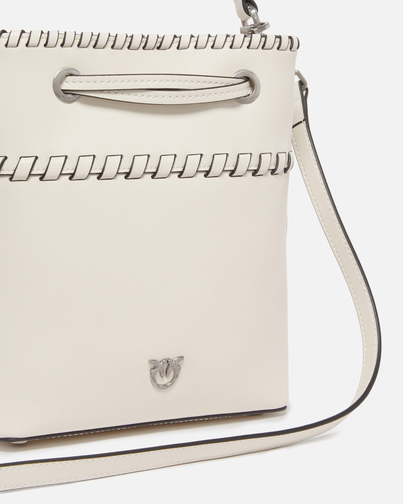 SMALL LEATHER BUCKET BAG WITH THREADED DETAILING 3