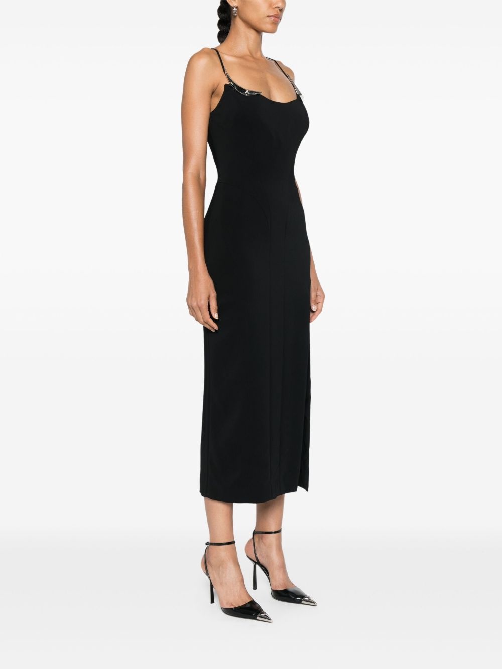 metallic-details midi dress - 3