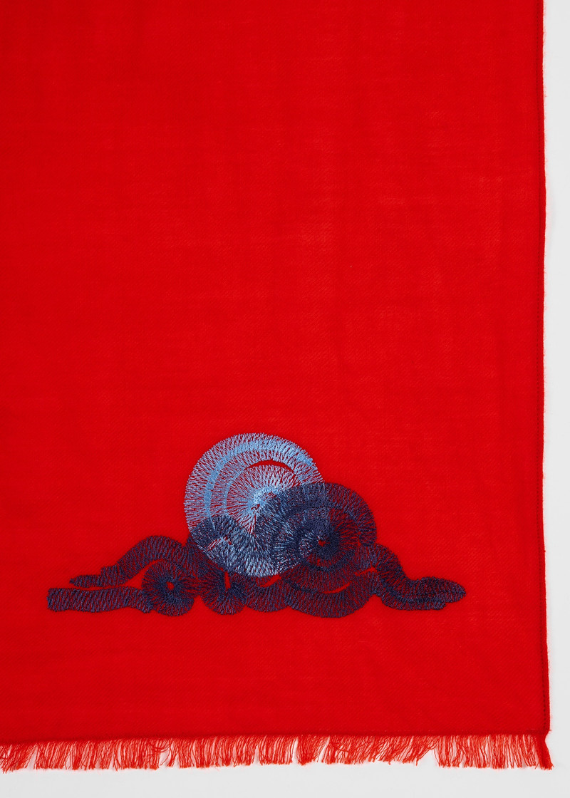 Red Wool 'Year Of The Dragon' Scarf 3