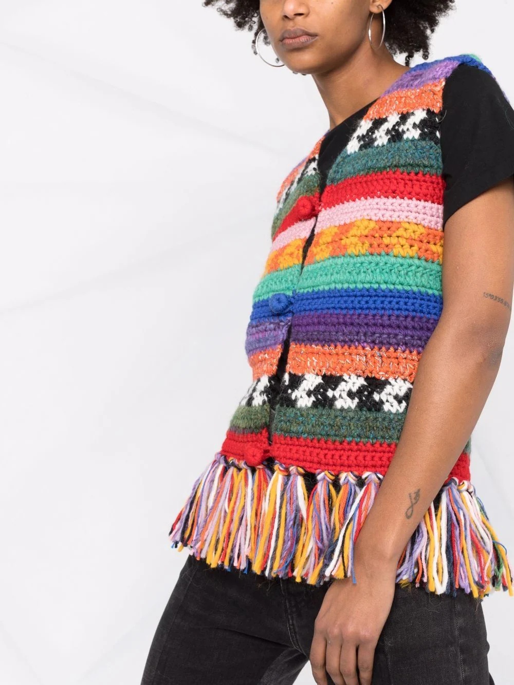 striped knitted waistcoat - 5