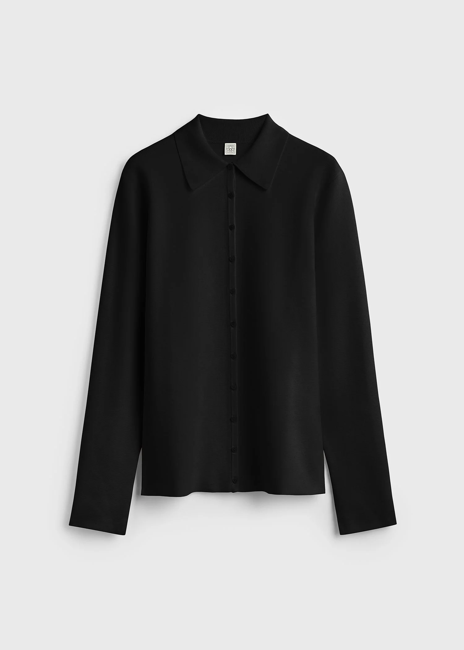 Compact knit buttoned top black - 1