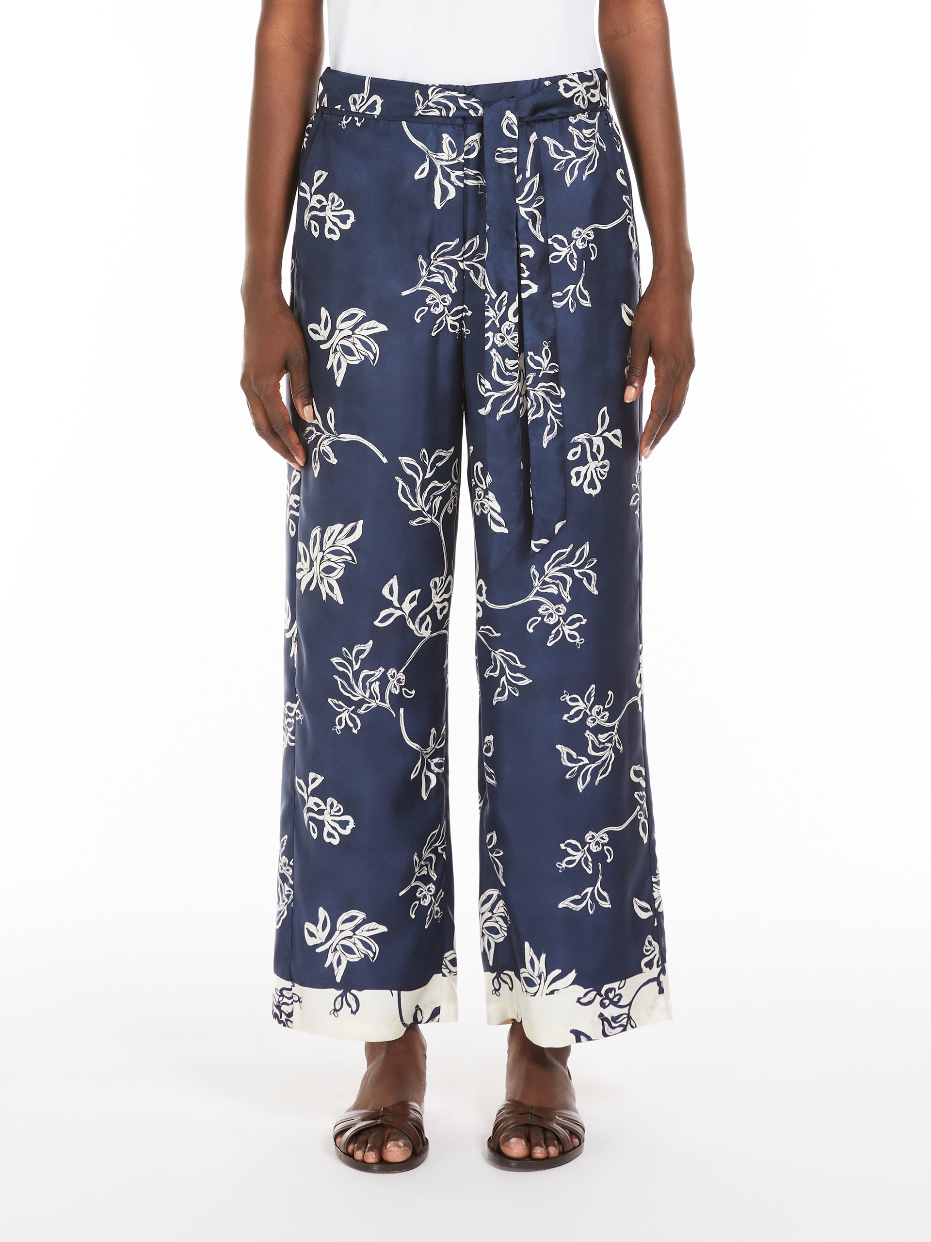 CINZIA Printed silk belted trousers - 3