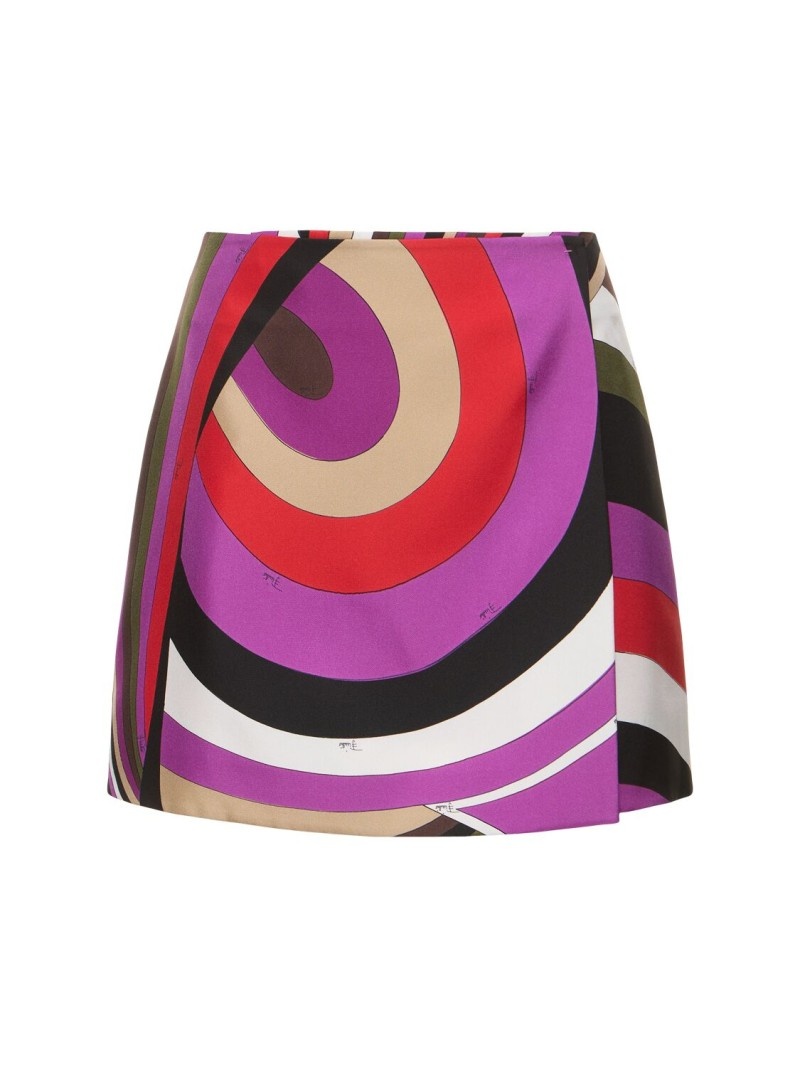 Printed silk twill mini skirt - 1