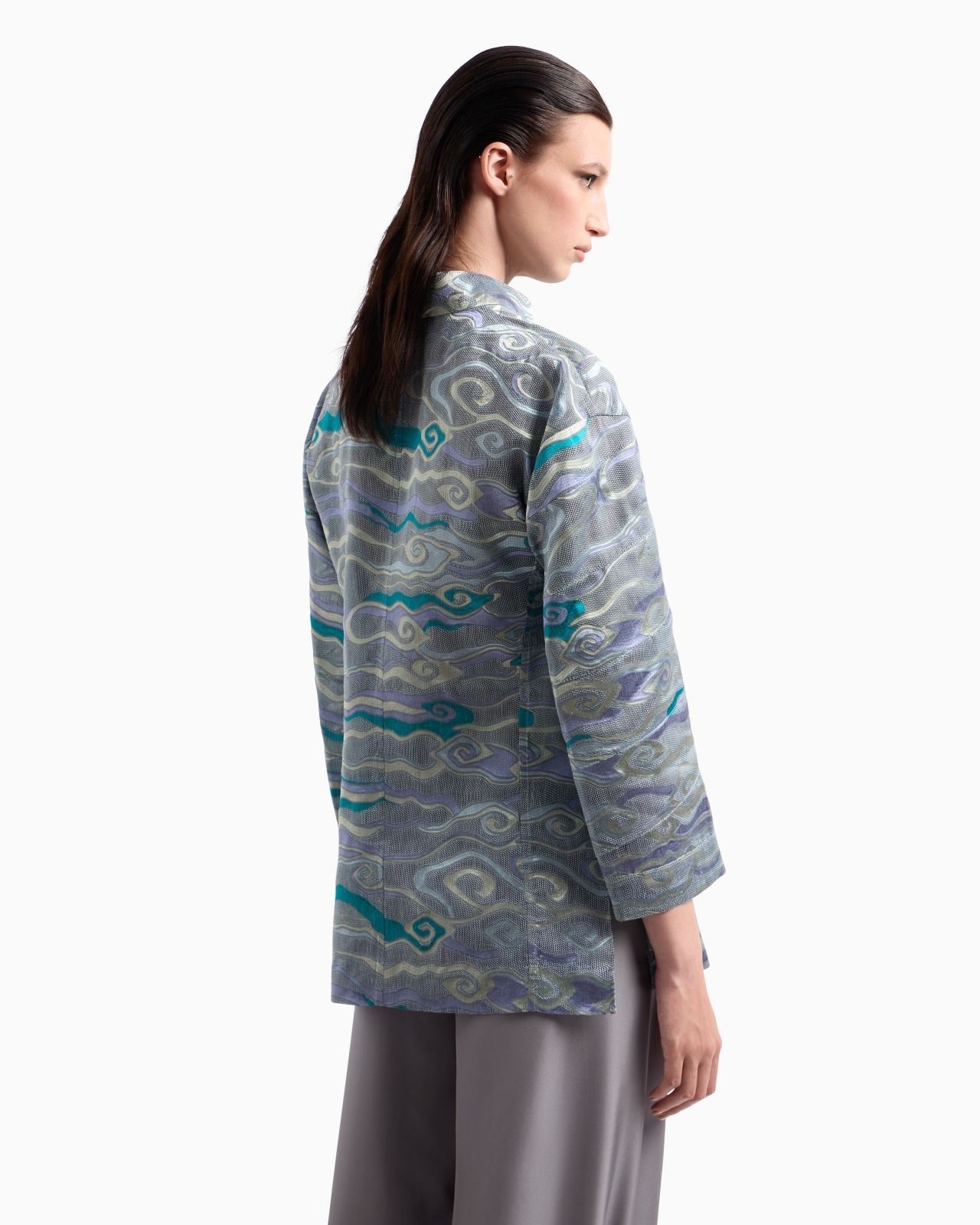 SINGLE-BREASTED JACKET IN A FIL COUPÉ LINEN AND SILK BLEND - 3