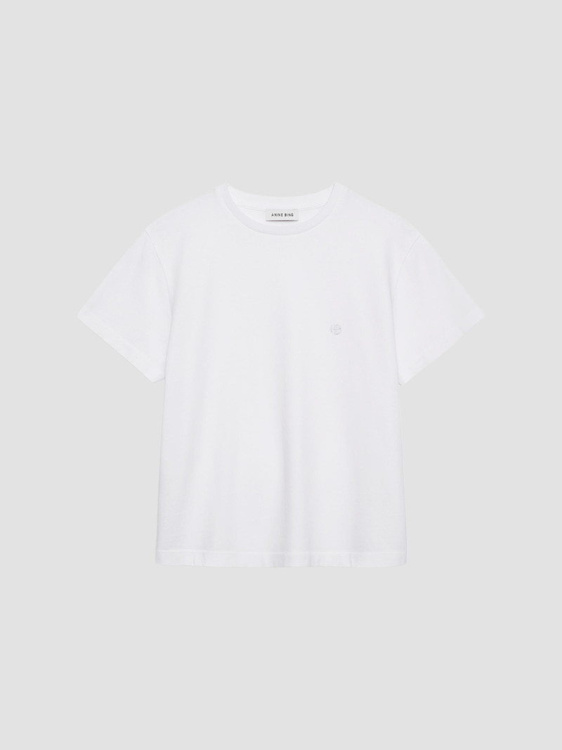 Women's Cade Embroidered Cotton T-Shirt - White 1