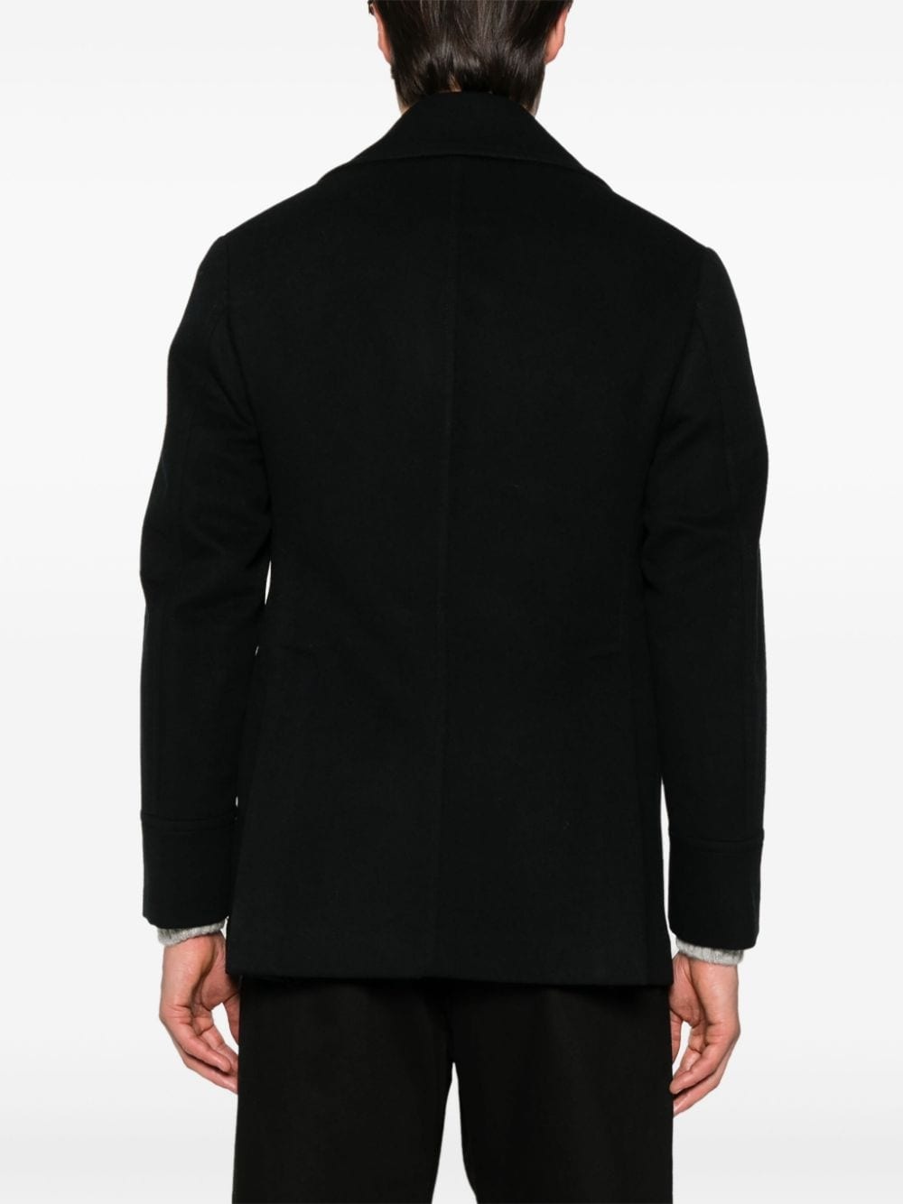 notched-lapels felted peacoat - 4