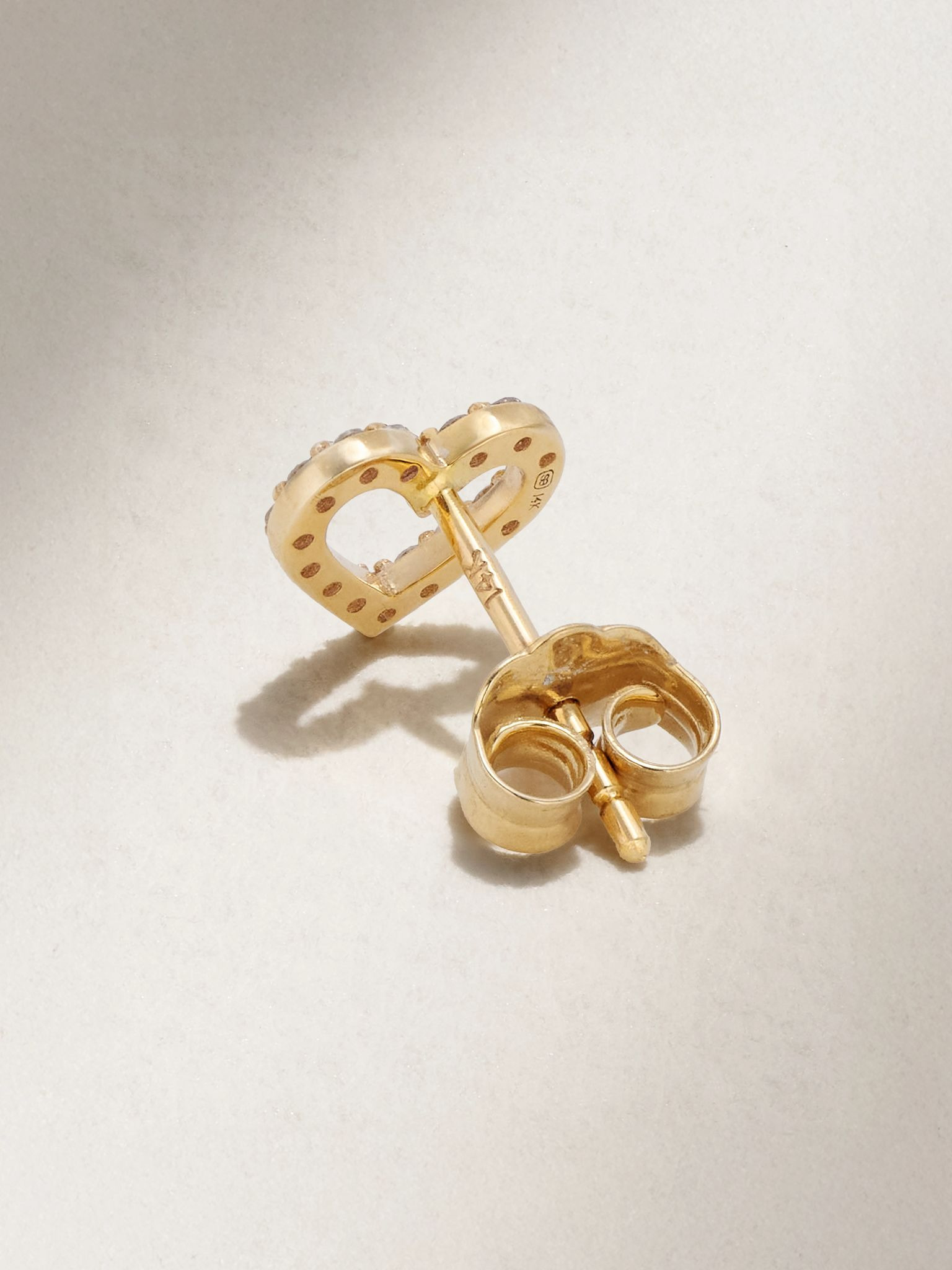 Open Heart small 14-karat gold diamond single earring Gold - 3