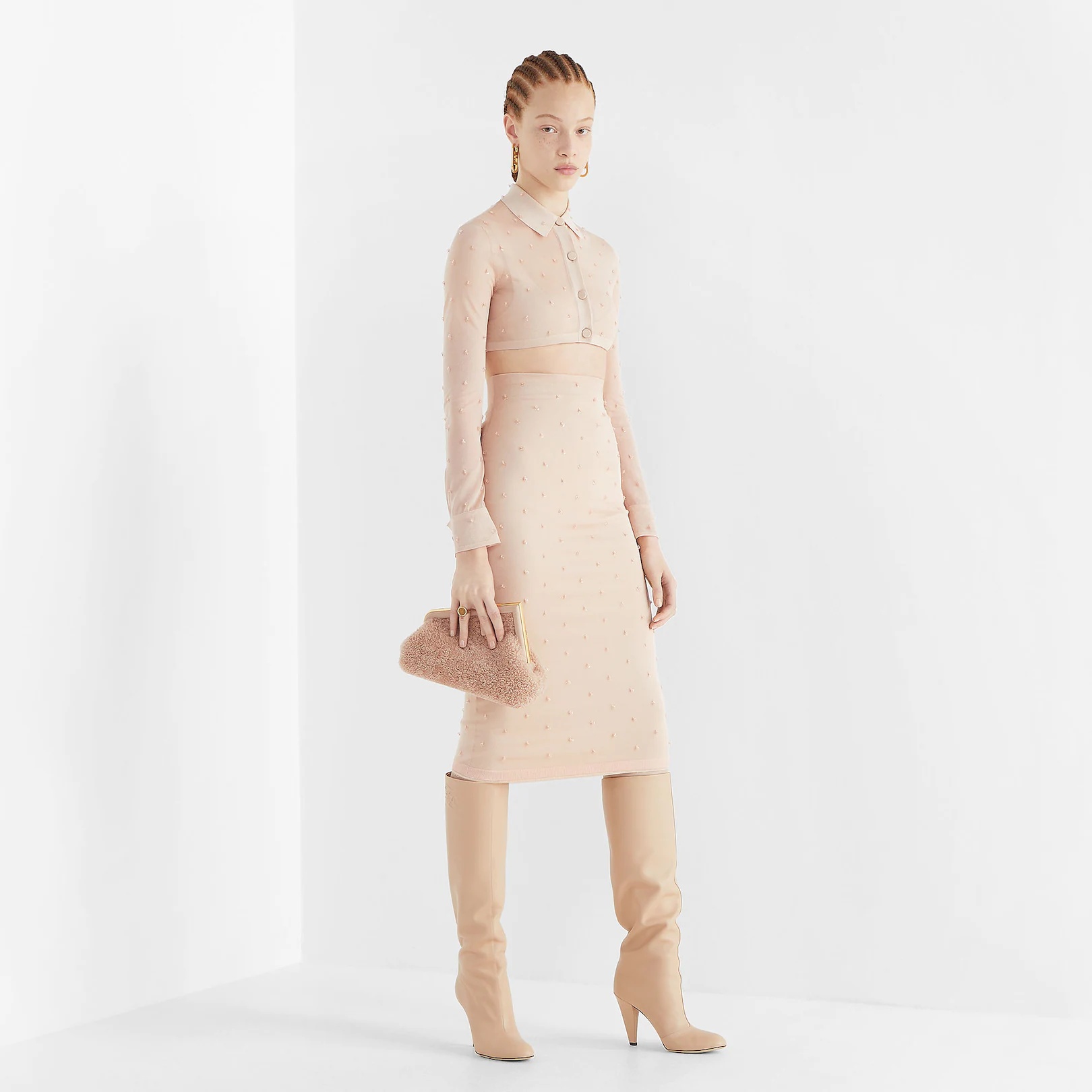 Pink silk skirt - 4