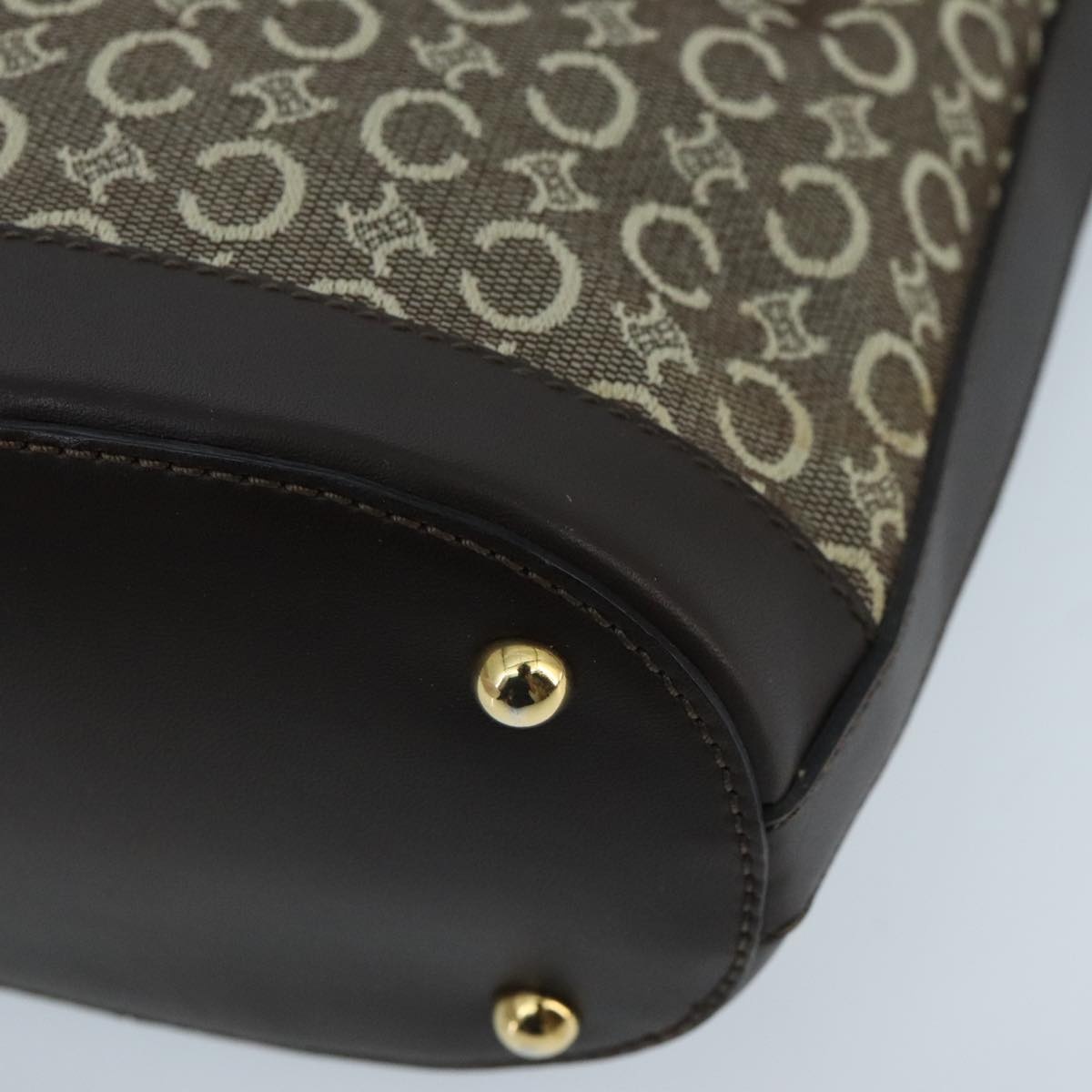CELINE C Macadam Canvas Hand Bag Brown Gold - 9