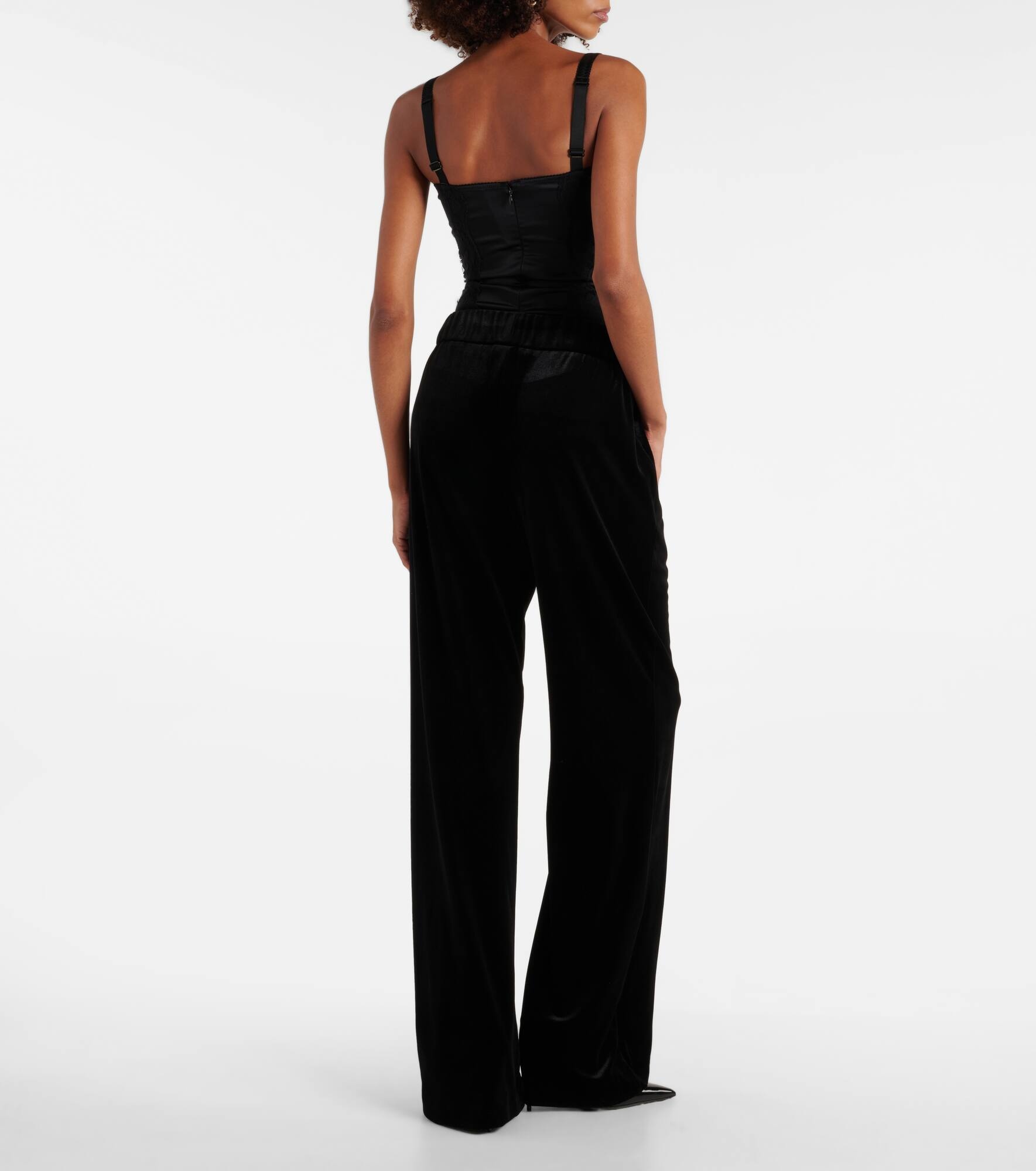 High-rise velvet wide-leg pants - 3