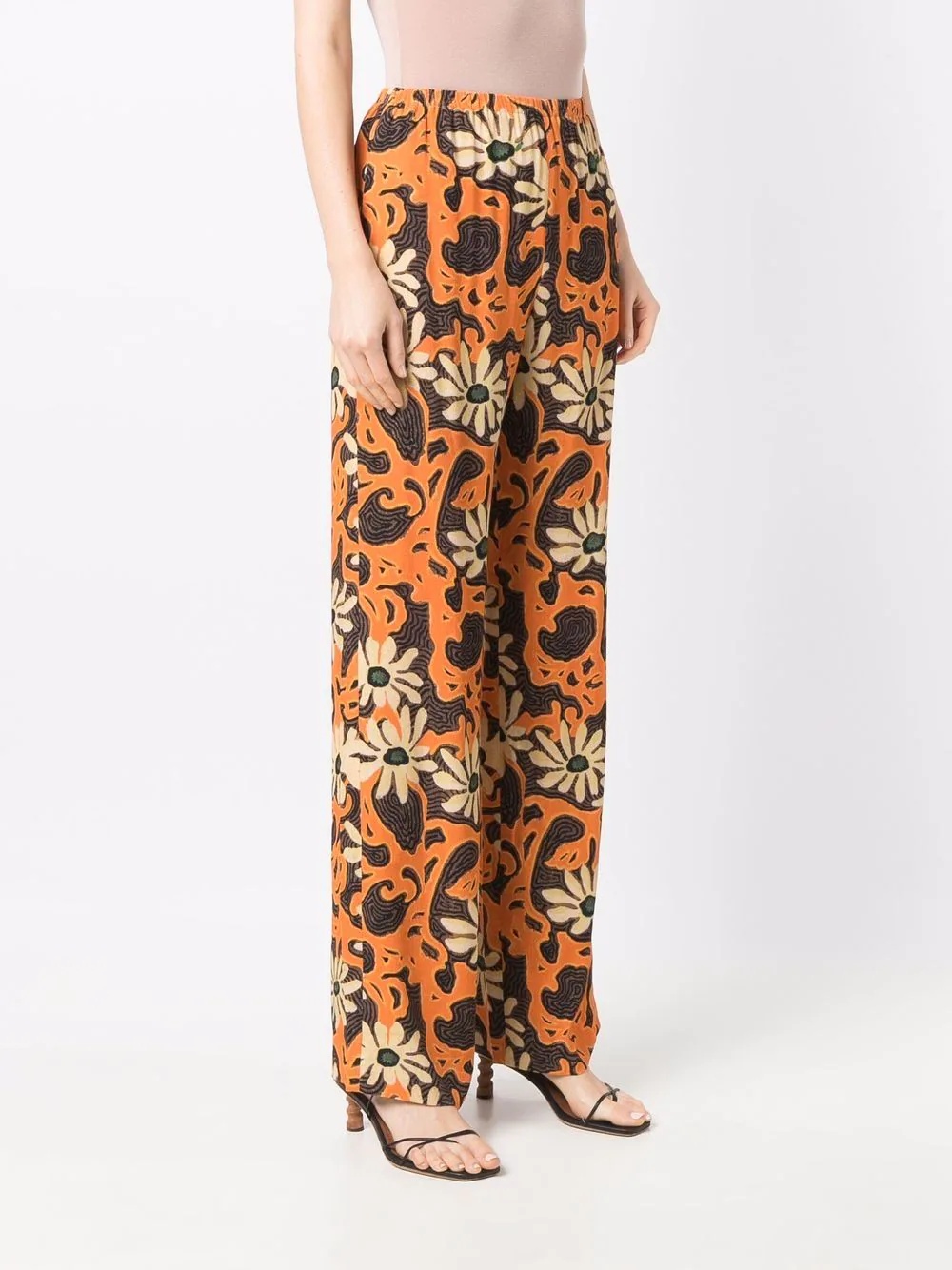 floral wide-leg trousers - 3