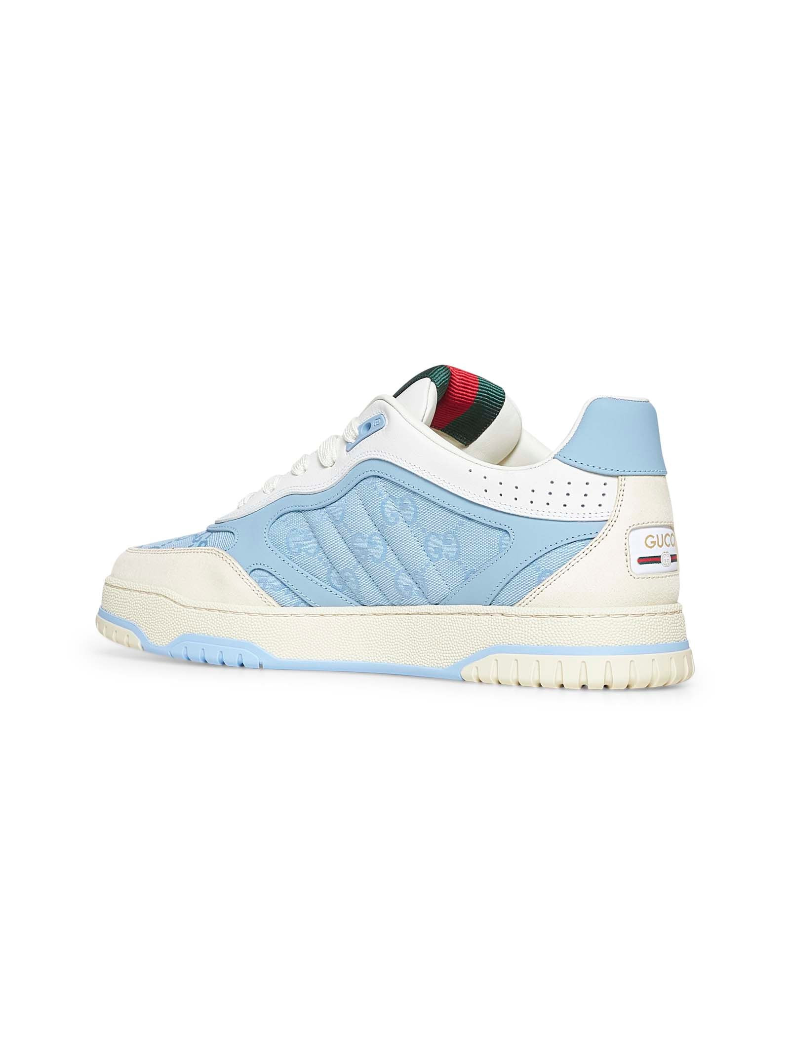 Gucci Men Light Blue Gucci Re-Web Sneakers - 3