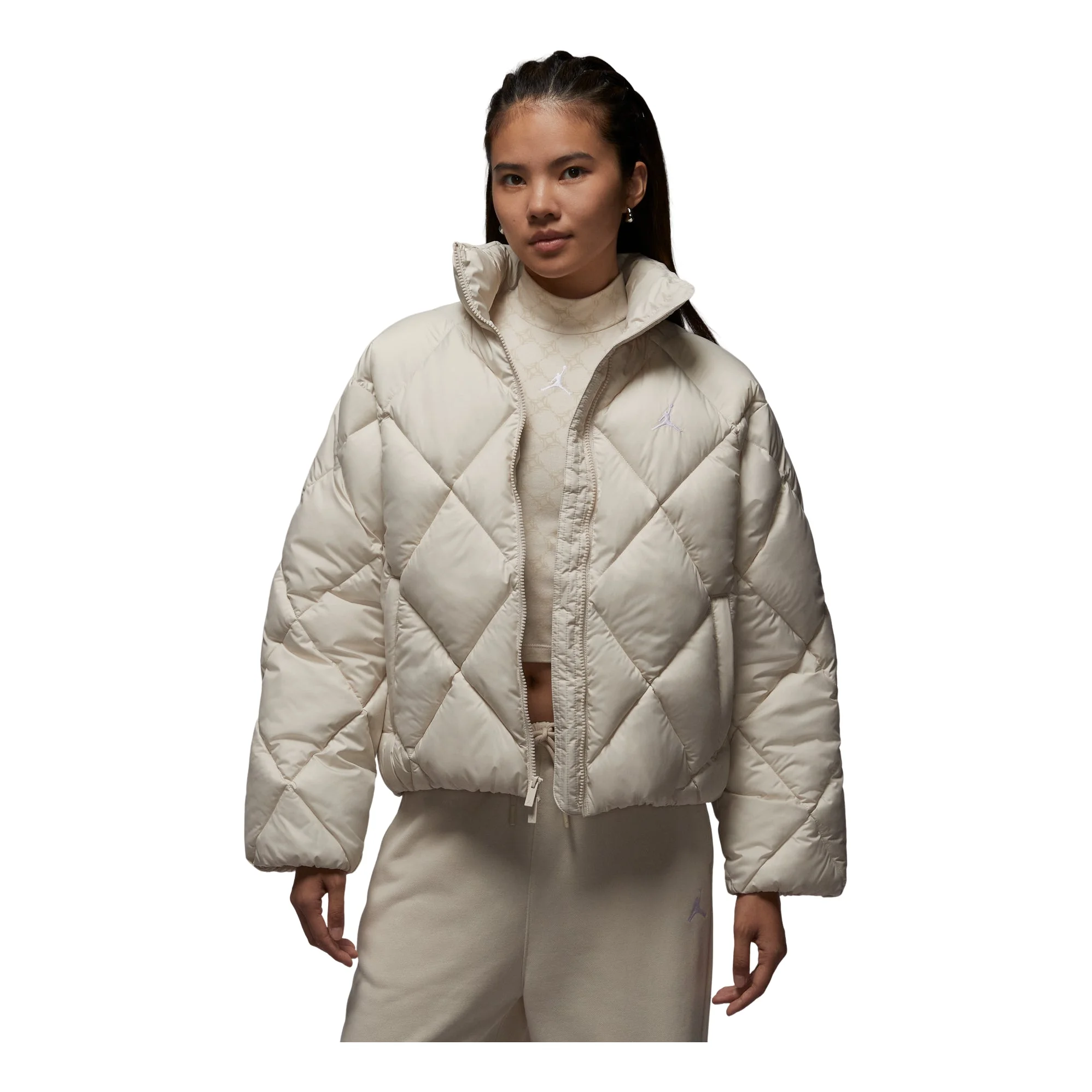 (WMNS) Air Jordan Brooklyn Quilted Puffer Jacket 'Light Orewood Brown' HV0418-104 - 1