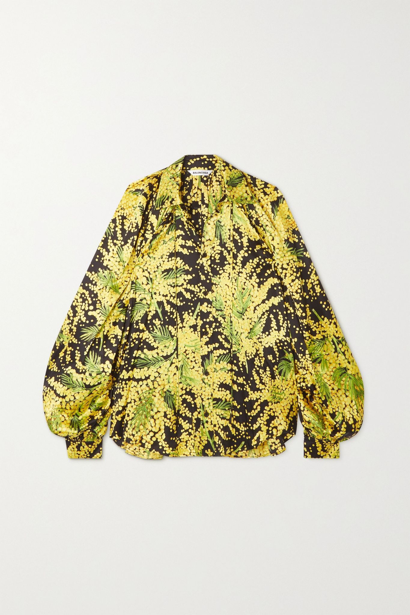 Pleated floral-print silk-jacquard blouse - 1