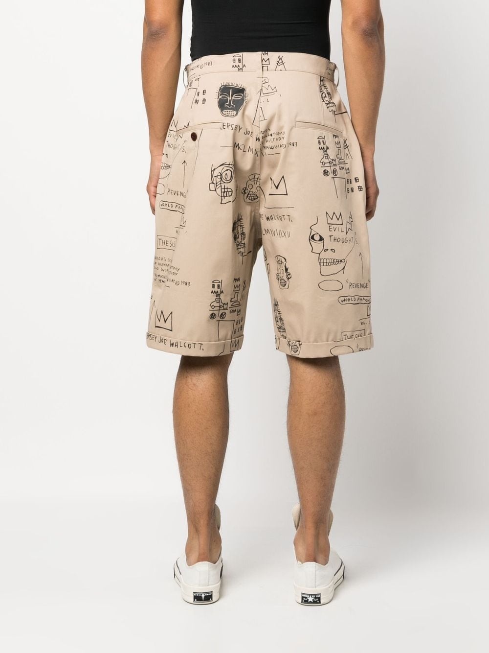hand-drawn-print wide-leg shorts - 4