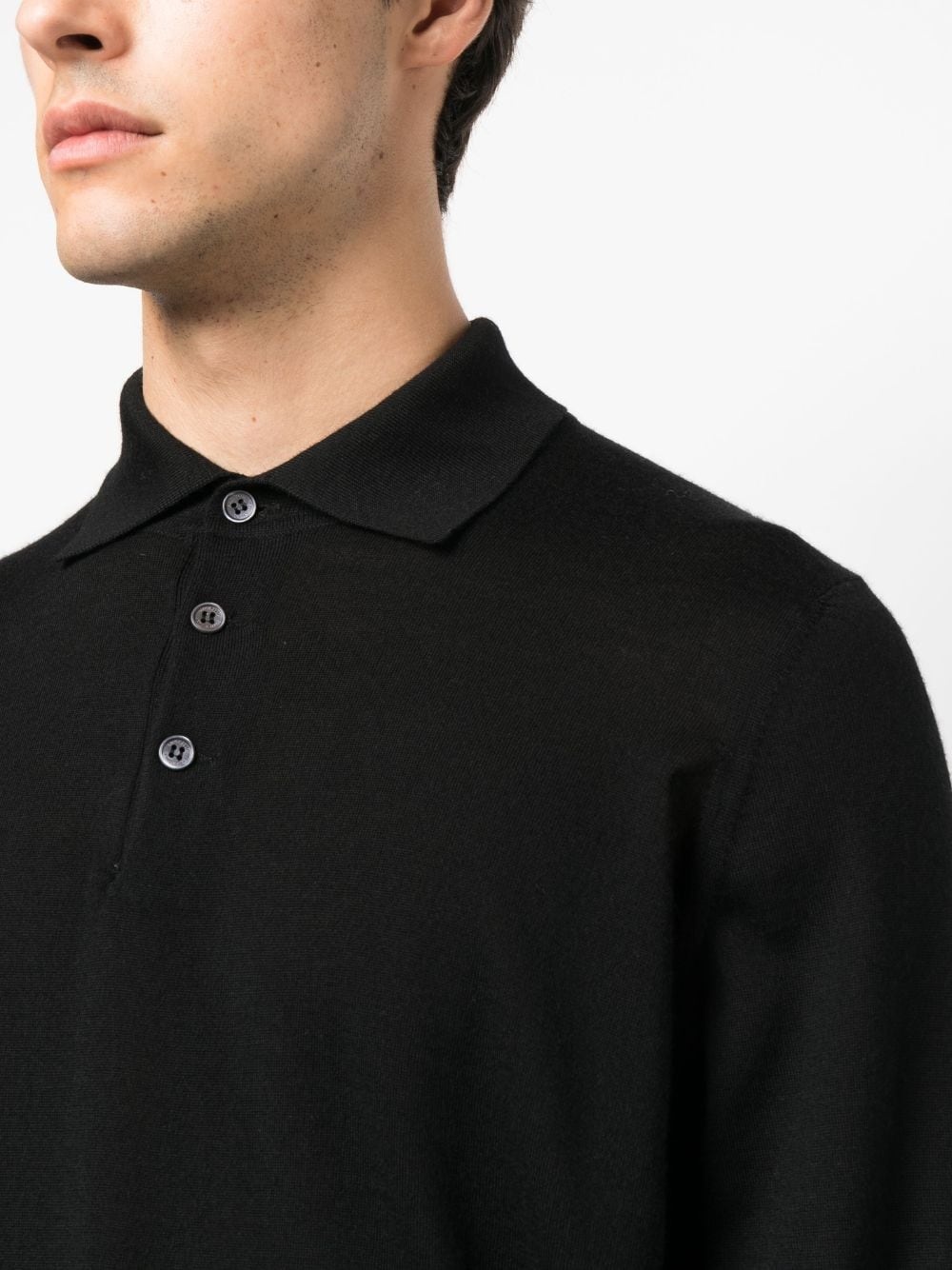 long-sleeve virgin wool polo shirt - 5
