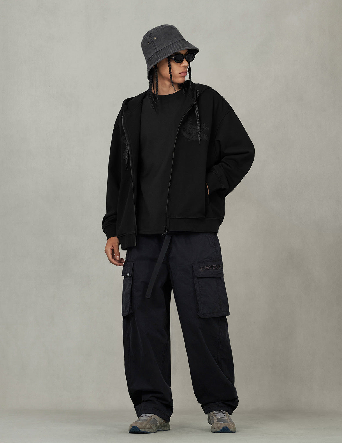 EVISUKURO Embroidery Loose Fit Hoodie Jacket - 5