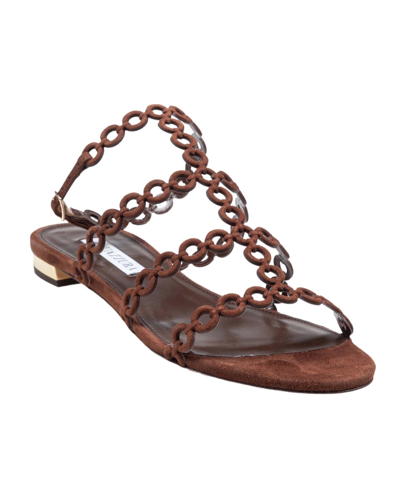 'infinity Chain' Brown Sandals With Adjustable Strap And Buckle In Suede Woman - 2
