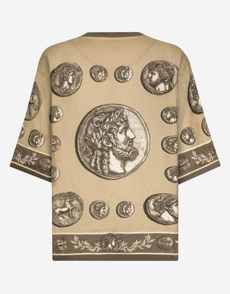 Dolce & Gabbana Coin print linen and cotton T-shirt outlook