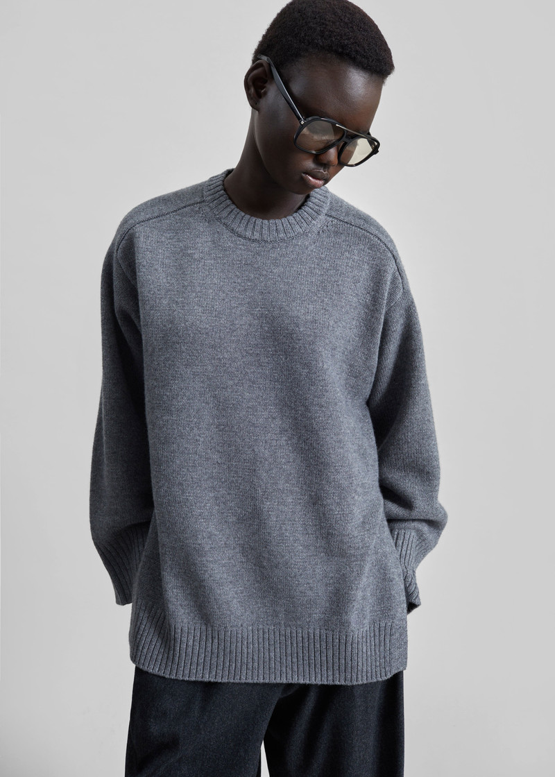 Loulou de Saison Safi LDS Cashmere Blend Sweater - Anthracite Melange 6