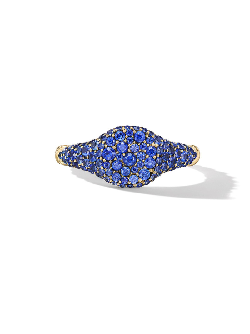 Women's Petite Pavé Pinky Ring in 18K Yellow Gold - Sapphire 3