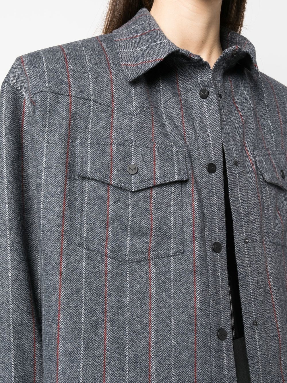 pinstripe button-up shirt - 5