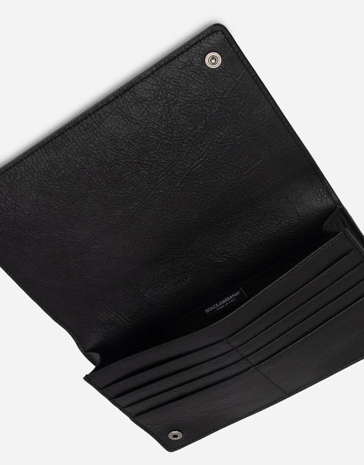 Matte nappa leather wallet with strap and crossover DG logo - 5