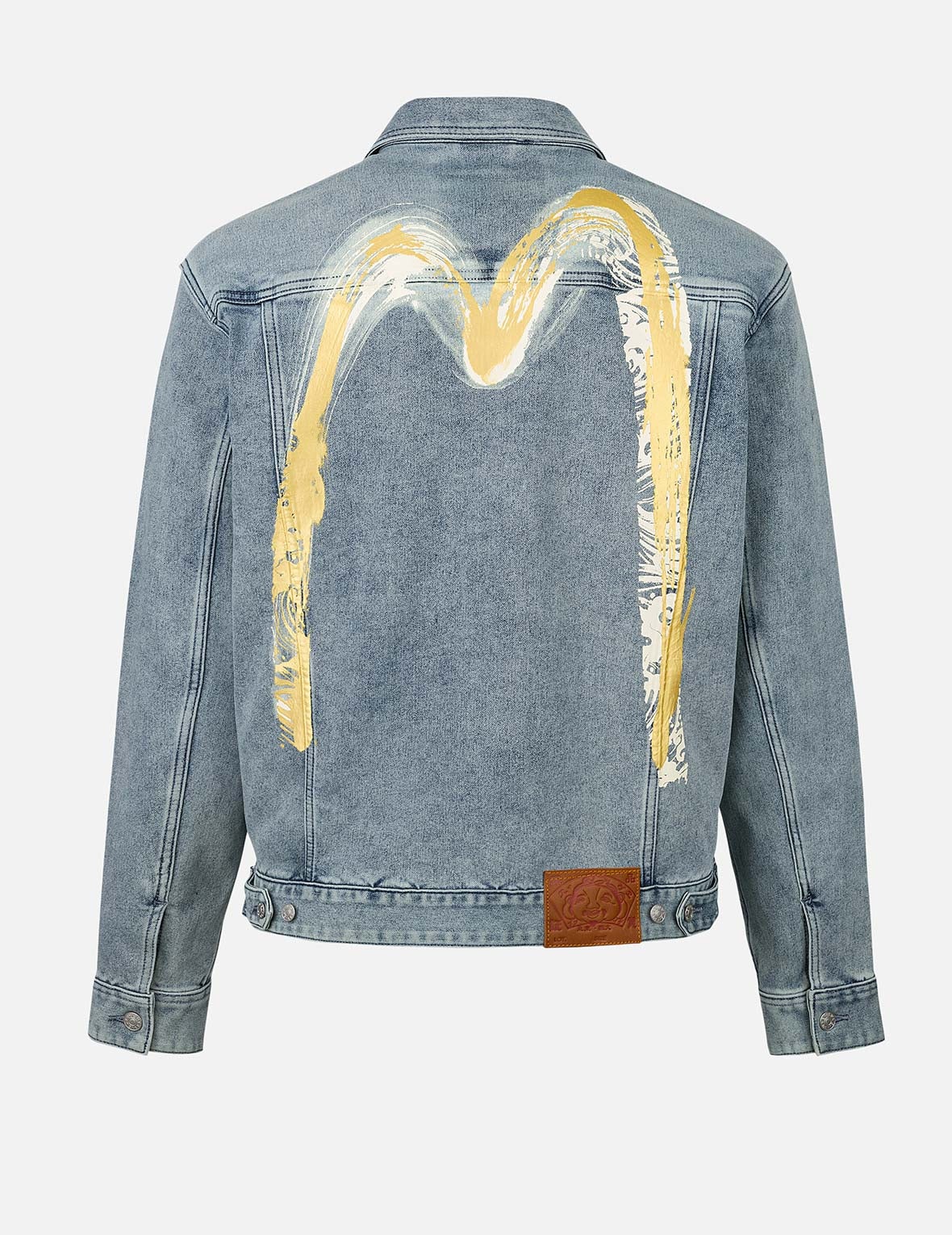 Artistic Brush Daicock Print Relax Fit Denim Jacket - 2