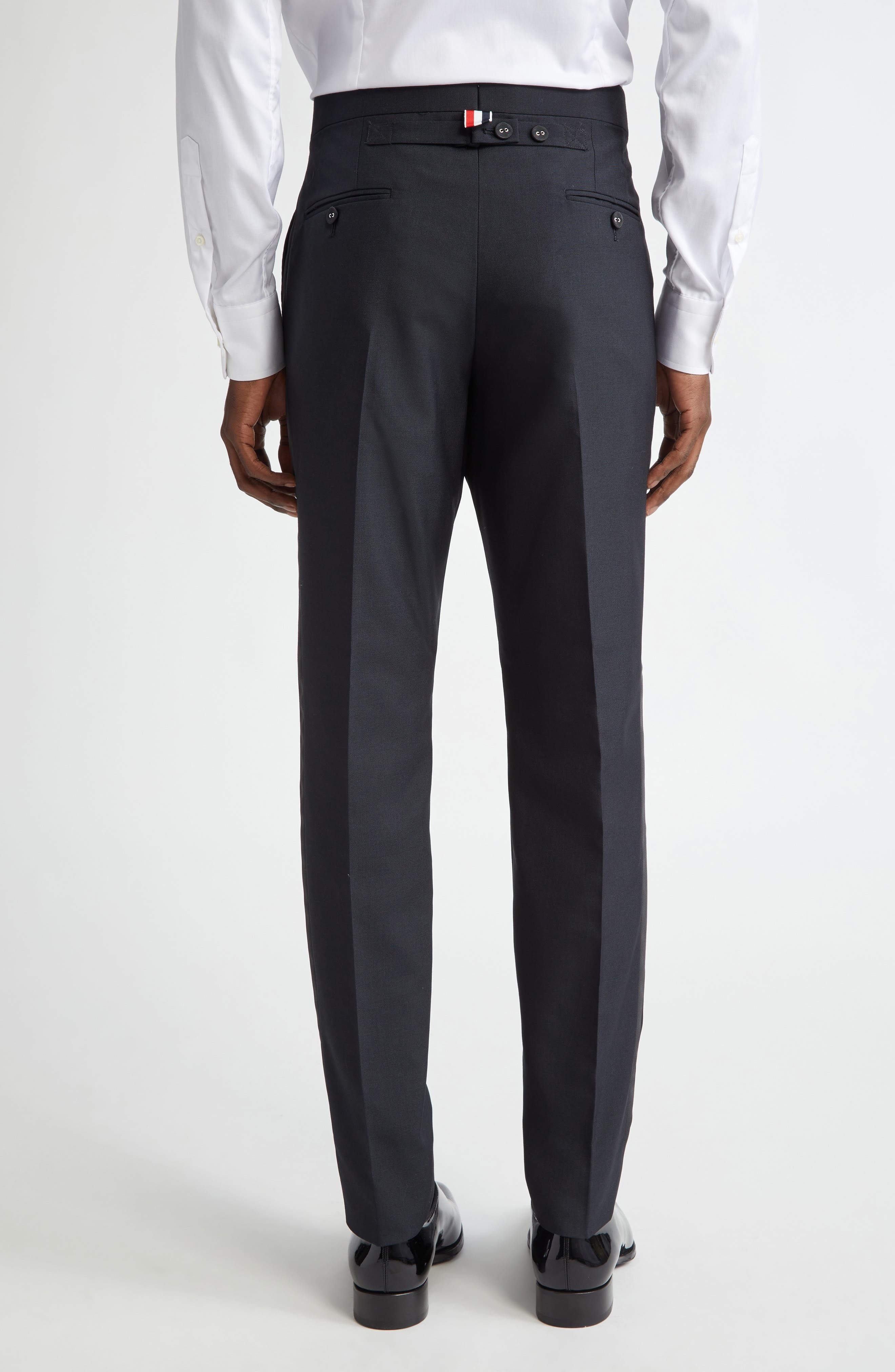 Thom Browne Mid Rise Wool Blend Skinny Pants in Black at Nordstrom - 3